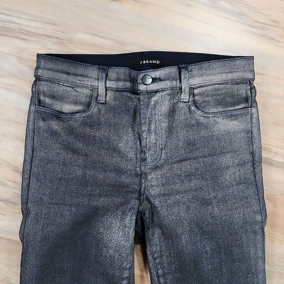 ☔️🔸️J Brand Bronze Metallic "Gold Dust" Stretch Super Skinny Jeans Size 6 - Picture 5 of 12
